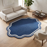 Modern Hand Tufted Wool Area Rug, Scalloped Border Design