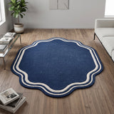 Modern Hand Tufted Wool Area Rug, Scalloped Border Design