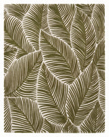 Hand Tufted Wool Area Rug, Tropical Palm Leaf Botanical Design
