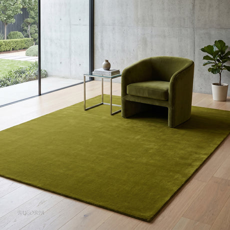 Solid Hand Tufted Wool Area Rug, Soft Plush Carpet