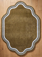 Modern Hand Tufted Wool Area Rug, Scalloped Border Design