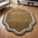 Modern Hand Tufted Wool Area Rug, Scalloped Border Design