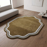 Modern Hand Tufted Wool Area Rug, Scalloped Border Design