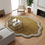 Modern Hand Tufted Wool Area Rug, Scalloped Border Design