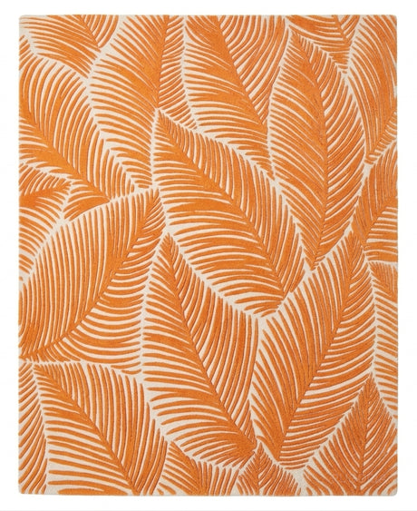 Hand Tufted Wool Area Rug, Tropical Palm Leaf Botanical Design
