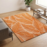 Hand Tufted Wool Area Rug, Tropical Palm Leaf Botanical Design