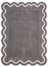 Modern Hand Tufted Wool Rug | Handmade Scalloped Border Carpet