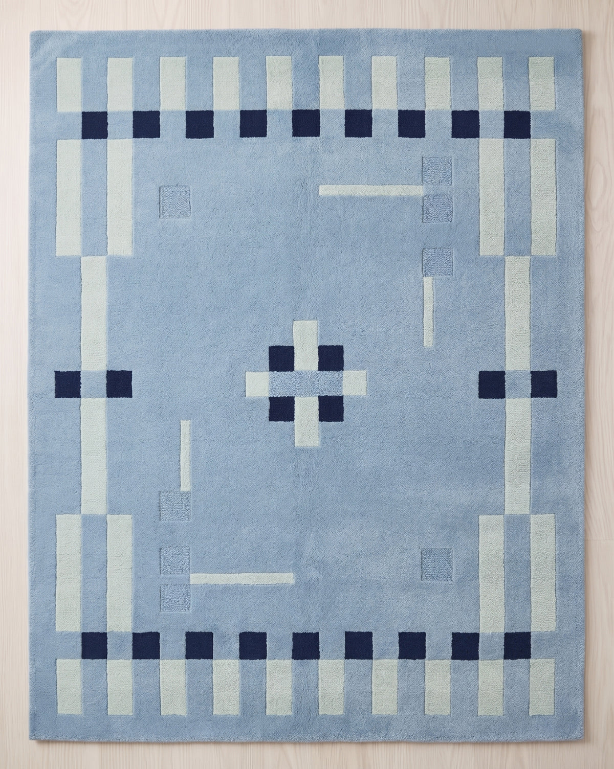 Hand Tufted Wool Rug, Modern Abstract Geometric Border Design