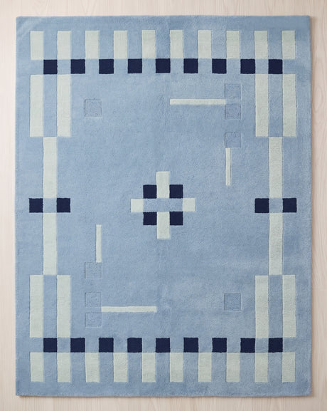 Hand Tufted Wool Rug, Modern Abstract Geometric Border Design
