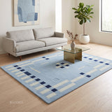 Hand Tufted Wool Rug, Modern Abstract Geometric Border Design