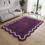 Modern Hand Tufted Wool Rug | Handmade Scalloped Border Carpet