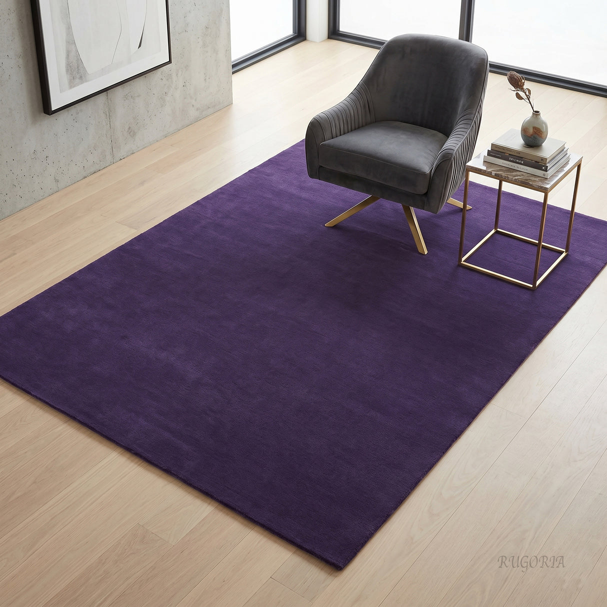 Solid Hand Tufted Wool Area Rug, Soft Plush Carpet