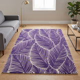 Hand Tufted Wool Area Rug, Tropical Palm Leaf Botanical Design