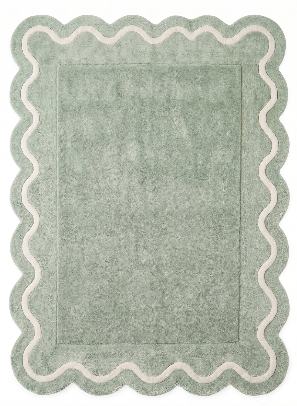 Modern Hand Tufted Wool Rug | Handmade Scalloped Border Carpet