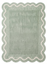 Modern Hand Tufted Wool Rug | Handmade Scalloped Border Carpet