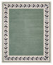Modern Hand Tufted Wool Rug, Botanical Leaf Border Design