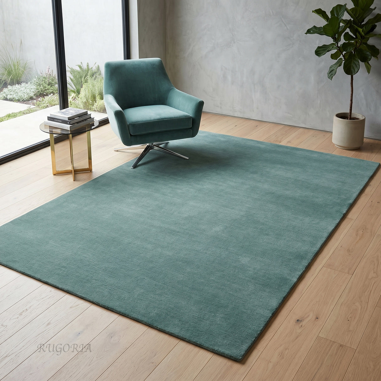 Solid Hand Tufted Wool Area Rug, Soft Plush Carpet