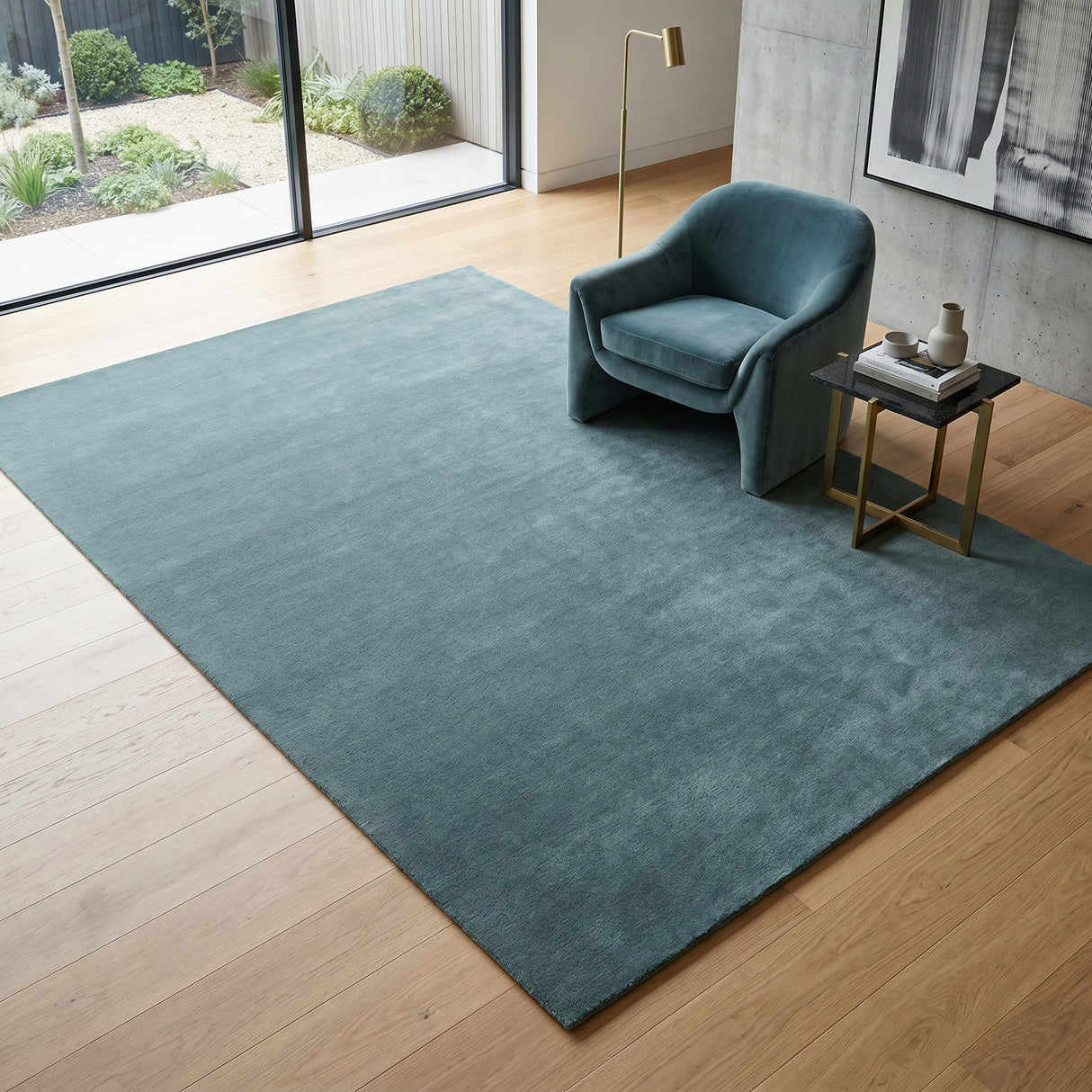 Solid Hand Tufted Wool Area Rug, Soft Plush Carpet