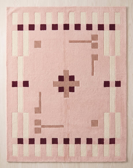 Hand Tufted Wool Rug, Modern Abstract Geometric Border Design