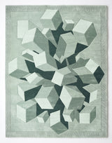 Hand-Tufted Wool Area Rug, 3D Cube Design