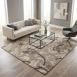 Hand Tufted Wool Rug, Floral Butterfly Botanical Pattern