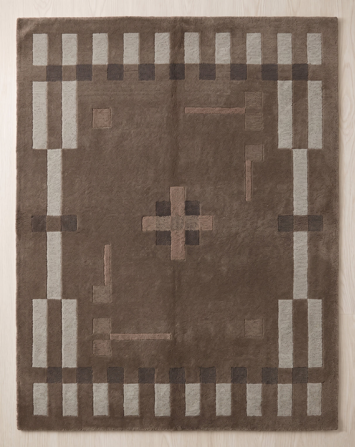 Hand Tufted Wool Rug, Modern Abstract Geometric Border Design