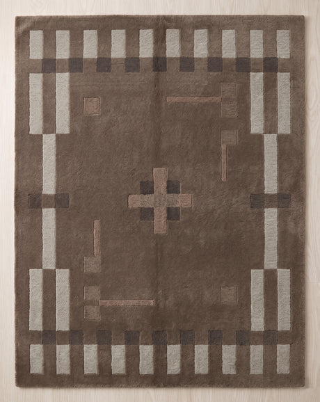 Hand Tufted Wool Rug, Modern Abstract Geometric Border Design