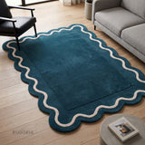 Modern Hand Tufted Wool Rug | Handmade Scalloped Border Carpet