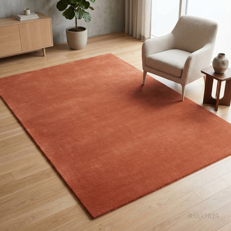 Solid Hand Tufted Wool Area Rug, Soft Plush Carpet