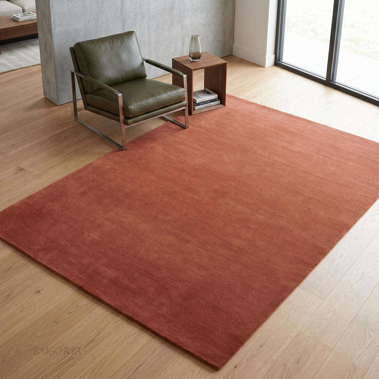 Solid Hand Tufted Wool Area Rug, Soft Plush Carpet