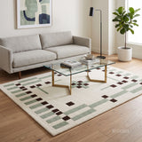 Hand Tufted Wool Rug, Modern Abstract Geometric Border Design
