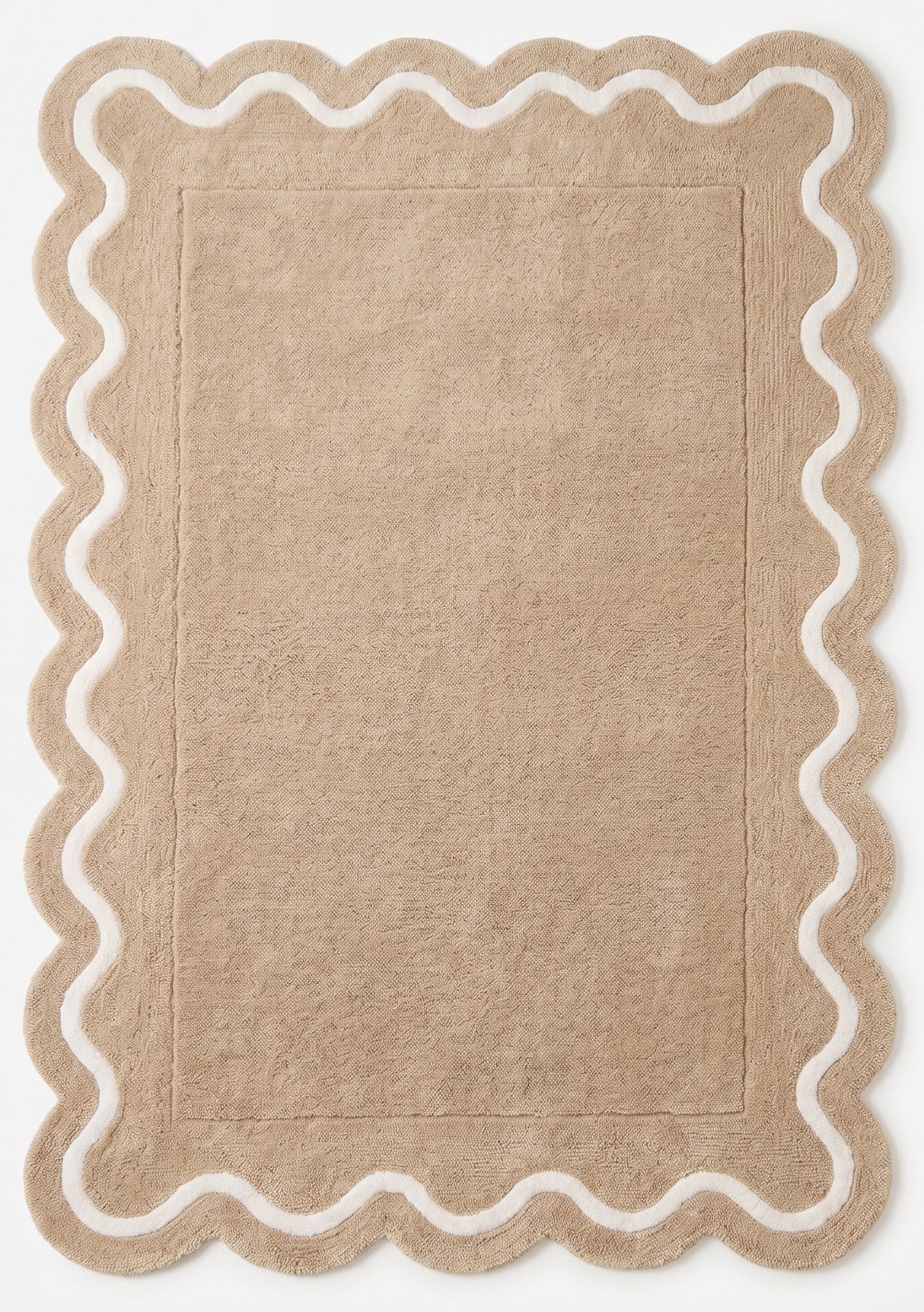 Modern Hand Tufted Wool Rug | Handmade Scalloped Border Carpet