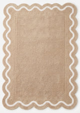 Modern Hand Tufted Wool Rug | Handmade Scalloped Border Carpet