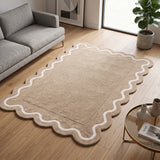 Modern Hand Tufted Wool Rug | Handmade Scalloped Border Carpet