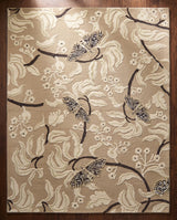 Hand Tufted Wool Rug, Floral Butterfly Botanical Pattern