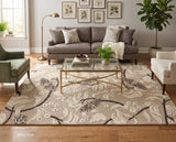 Hand Tufted Wool Rug, Floral Butterfly Botanical Pattern