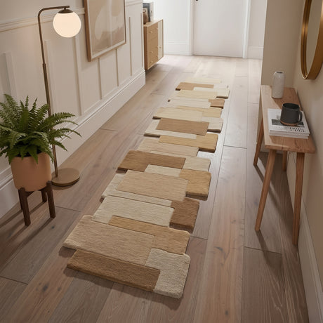 Modern Colorful Palette Irregular Shape Runner Wool Rug