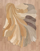 Handmade Irregular Shape Wool Rug | Unique Contemporary Colorful Botanical Design