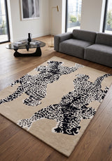 Climbing Jaguar Modern Handmade Wool Area Rug