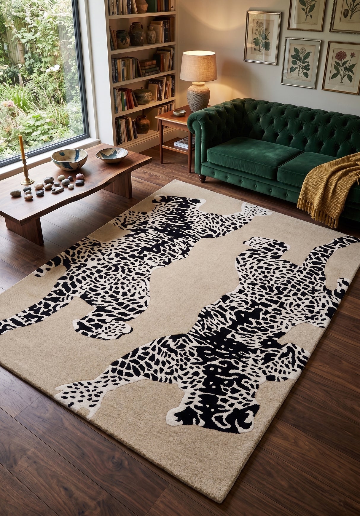 Climbing Jaguar Modern Handmade Wool Area Rug