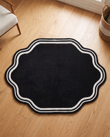 Modern Hand Tufted Wool Area Rug, Scalloped Border Design