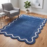 Modern Hand Tufted Wool Rug | Handmade Scalloped Border Carpet