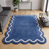 Modern Hand Tufted Wool Rug | Handmade Scalloped Border Carpet