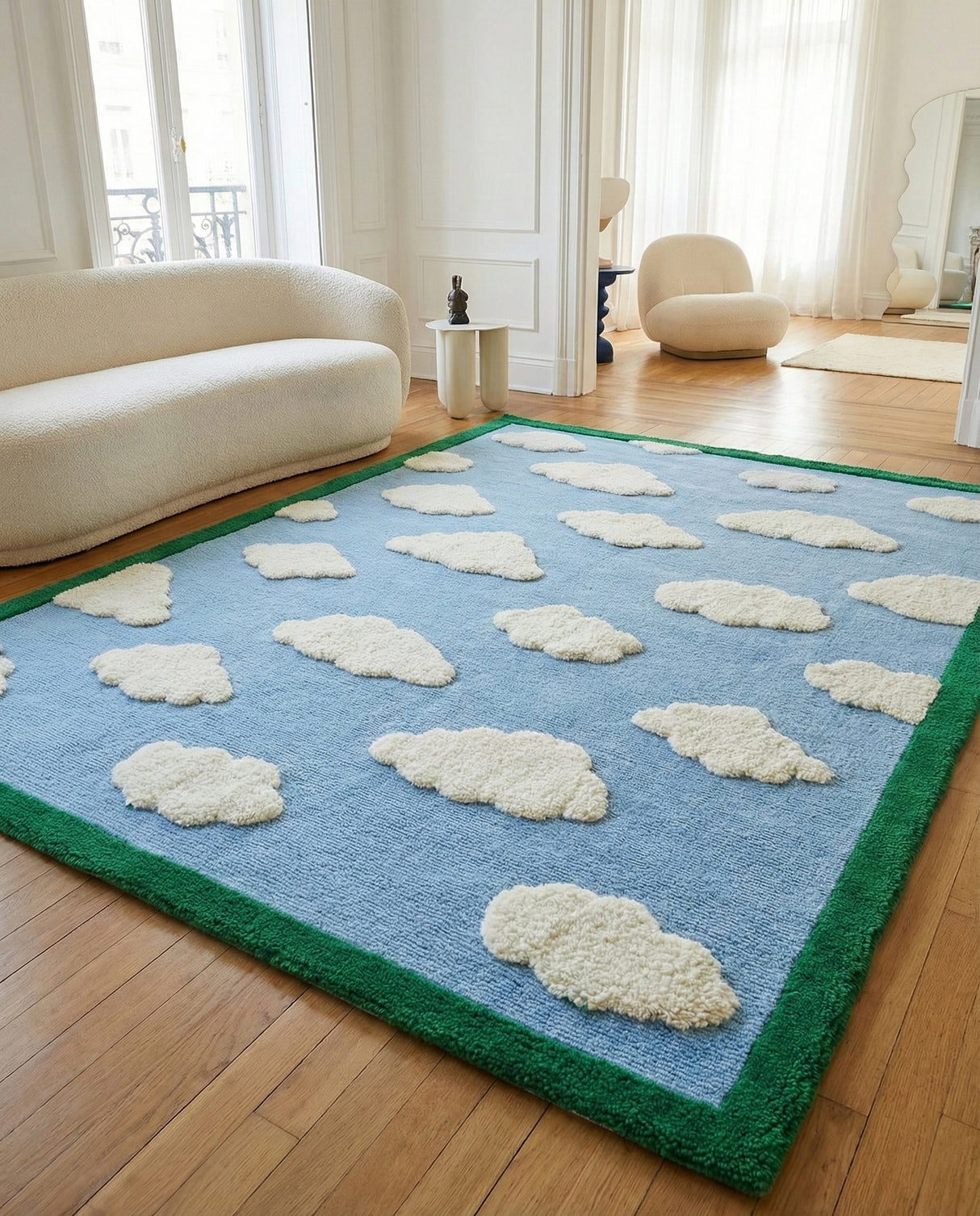 Hand-Tufted Cloud Pattern Wool Rug