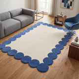 Hand-Tufted Scalloped Wool Area Rug | Modern Irregular Shape with Soft Plush Pile
