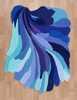 Handmade Irregular Shape Wool Rug | Unique Contemporary Colorful Botanical Design