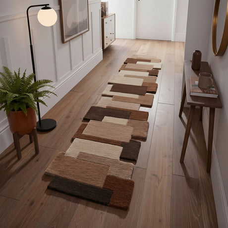 Modern Colorful Palette Irregular Shape Runner Wool Rug