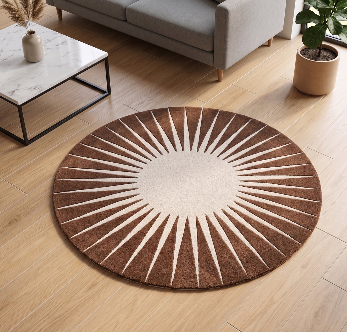 Modern Round Area Rug – Hand-Tufted with 100% New Zealand Wool