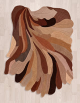 Handmade Irregular Shape Wool Rug | Unique Contemporary Colorful Botanical Design