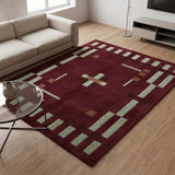 Hand Tufted Wool Rug, Modern Abstract Geometric Border Design
